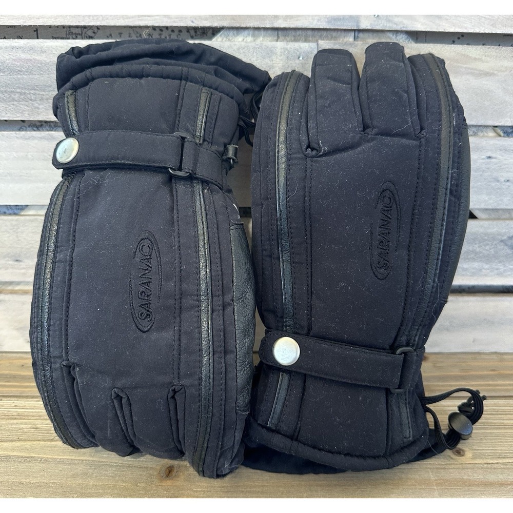 Saranac Leather Ski Motorcycle Gloves Black Size Medium Women's